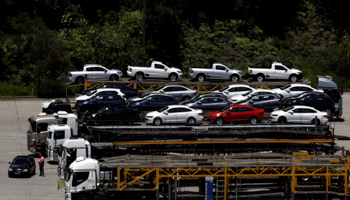 New Volkswagens leaving the factory at Sao Bernardo do Campo (Reuters/Paulo Whitaker)