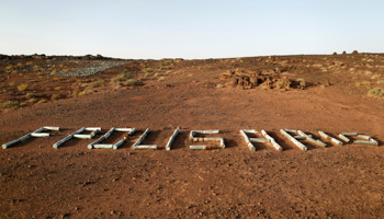 The word Polisario is seen on the ground in Tifariti, Western Sahara, 2016 (Reuters/Zohra Bensemra)