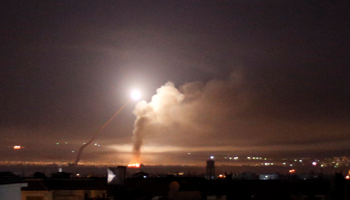 Missile fire is seen from Damascus, Syria, May 10 (Reuters/Omar Sanadiki)