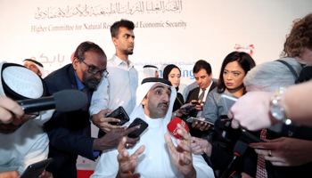 Bahrain's Oil Minister Sheikh Mohammed bin Khalifa al-Khalifa during a press conference in Manama, Bahrain, April 4 (Reuters/Hamad I Mohammed)