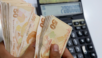 A money changer counts lira banknotes in Diyarbakir, May 23 (Reuters/Sertac Kayar)