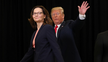 US President Donald Trump with new CIA Director Gina Haspel after her swearing in ceremonies at CIA headquarters in May 2018 (Reuters/Kevin Lamarque)