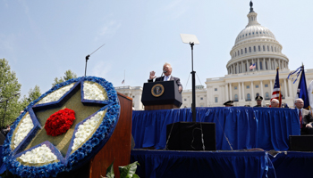 US President Donald Trump speaks at the 37th Annual National Peace Officers' Memorial Service at the US Capitol, May 15, 2018 (Reuters/Kevin Lamarque)