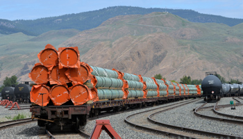 Steel pipes for Canada's Trans Mountain Expansion Project (Reuters/Dennis Owen)