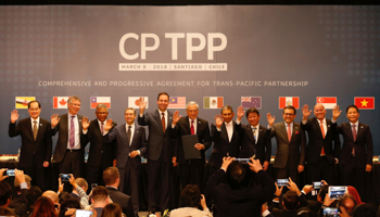 The economy and trade ministers of the member countries of the Comprehensive and Progressive Agreement for Trans-Pacific Partnership meet on March 8, 2018, in Chile (Reuters/Rodrigo Garrido)