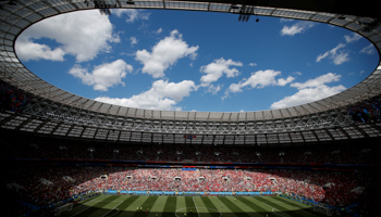 The refurbished Luzhniki stadium in Moscow, before a Portugal-Morocco match (Reuters/Christian Hartmann)