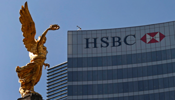 The Angel of Independence monument near a building of HSBC in Mexico City (Reuters/Edgard Garrido)