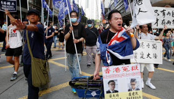 Hong Kong independence protesters during a march in Hong Kong, July 1 (Reuters/Bobby Yip)