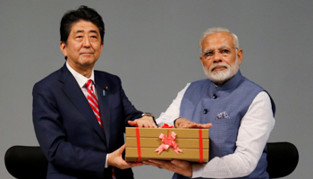 Japanese Prime Minister Shinzo Abe and Indian Prime Minister Narendra Modi (Reuters/Amit Dave)