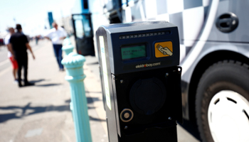 A vehicle next to an electric car charging point in Brighton, June 2018 (Reuters/Henry Nicholls)