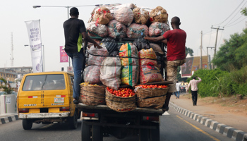 A truck loaded with farm produce in Lagos, Nigeria (Reuters/Akintunde Akinleye)