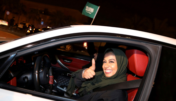 A Saudi woman celebrates as she drives her car in Al Khobar, Saudi Arabia (Reuters/Hamad I Mohammed)