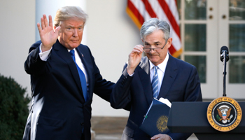 US President Donald Trump and Chairman of the Federal Reserve Jerome Powell (Reuters/Carlos Barria)