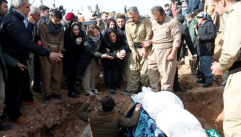 A funeral for victims of a bomb attack at the offices of the Democratic Party of Iranian Kurdistan (PDKI) in Koy Sanjak, Iraq in December 2016 (Reuters/Azad Lashkari)
