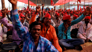 Indian farmers at an anti-government rally earlier this year (Reuters/Danish Siddiqui)