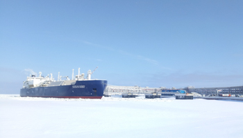 The ice-class LNG tanker Christophe de Margerie docked in an Arctic port (Reuters/Olesya Astakhova)