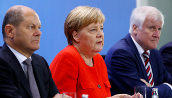 Finance Minister Olaf Scholz, Chancellor Angela Merkel and Interior Minister Horst Seehofer (Reuters/Fabrizio Bensch)