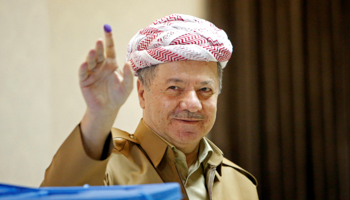 Former Iraqi Kurdistan region President Masoud Barzani after voting in parliamentary elections (Reuters/Azad Lashkari)