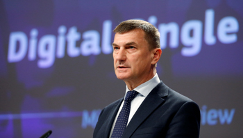 European Commission Vice-President Andrus Ansip addresses a news conference on Digital Single Market (Reuters/Francois Lenoir)