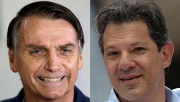 Candidates Jair Bolsonaro (l) and Fernando Haddad face a runoff on October 28 (Reuters/Ricardo Moraes/Washington Alves)