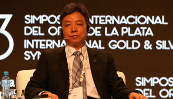 The president of Shandong Gold at the International Gold and Silver Symposium in Lima (Reuters/Mariana Bazo)