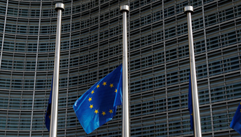A European Union flag is seen outside the EU Commission headquarters in Brussels (Reuters/Francois Lenoir)