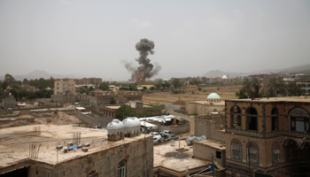 Smoke rises after an airstrike in Sanaa, Yemen, August 9 (Reuters/Mohamed al)