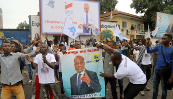 Supporters of Martin Fayulu celebrate after his selection as the single opposition candidate for December's presidential election, Kinshasa, Democratic Republic of Congo, November 12, 2018 (Reuters/Kenny Katombe)