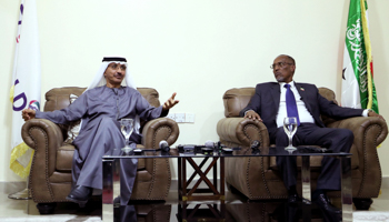 DP World CEO Sultan bin Sulayem meets Somaliland leader Muse Bihi Abdi, October 2018 (Reuters/Tiksa Negeri)