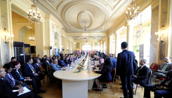 Participants attend the second day of the international conference on Libya in Palermo, Italy, November 13 (Reuters/Guglielmo Mangiapane)