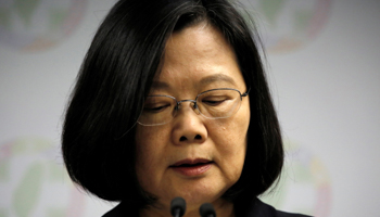 Taiwan President Tsai Ing-wen announces her resignation as chairwoman of the Democratic Progressive Party (Reuters/Ann Wang)