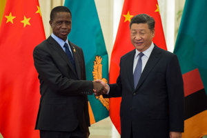 Zambia's President Edgar Lungu shakes hands with China's President Xi Jinping (Reuters/Nicolas Asfouri)