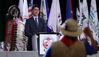 Prime Minister Justin Trudeau at the Assembly of First Nations Special Chiefs Assembly in Ottawa, December 4 (Reuters/Chris Wattie)