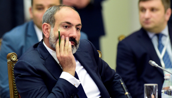 Armenian Prime Minister Nikol Pashinyan at a Eurasian Economic Union meeting in St. Petersburg (Reuters/Olga Maltseva)