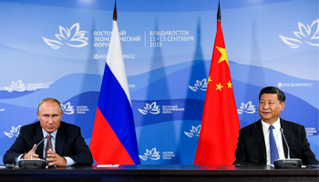 Russian President Vladimir Putin and Chinese President Xi Jinping at the 2018 Eastern Economic Forum in Vladivostok (Reuters/Donat Sorokin)