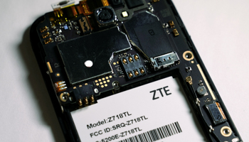 The inside of a ZTE smart phone (Reuters/Carlo Allegri)