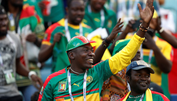 Cameroonian football fans at the 2017 FIFA Confederations Cup (Reuters/Carl Recine)