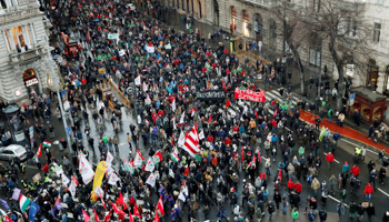 The protest against the ‘slave’ labour law, Budapest, January 5 (Reuters/Bernadett Szabo)