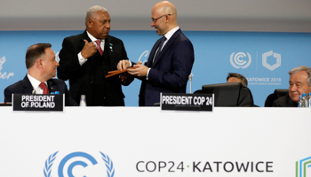 Prime Minister of Fiji during the opening of COP24 UN Climate Change Conference 2018 in Katowice (Reuters/Kacper Pempel)
