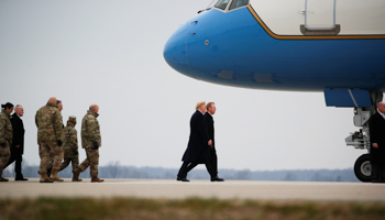 US President Donald Trump walks back to Air Force One with acting Secretary of Defnese Patrick Shanahan on January 19 (Reuters/Carlos Barria)