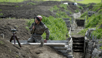 An Armenian trench at the front line in Nagorno-Karabakh (Reuters/Staff)