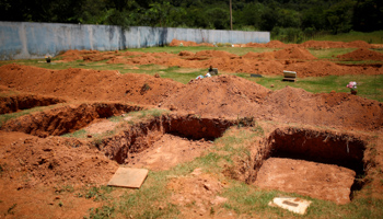 Graves for some of the victims of the Brumadinho dam collapse (Reuters/Adriano Machado)
