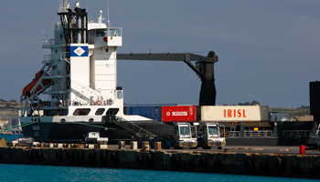 Iranian cargo containers arrive in Valetta, February 2012 (Reuters/Darrin Zammit Lupi)