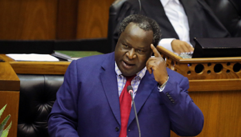 South Africa’s Finance Minister Tito Mboweni delivers the 2019 Budget Speech at parliament in Cape Town (Reuters/Sumaya Hisham)