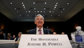 U.S. Federal Reserve Board Chairman Jerome Powell arrives to testify at a Senate Banking and Housing and Urban Affairs Committee hearing on "The Semiannual Monetary Policy Report to Congress" on Capitol Hill in Washington, U.S. on February 26 (Reuters/Jim Young)