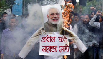 A protest in Assam over the Citizenship (Amendment) Bill (Reuters/Anuwar Hazarika)