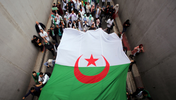 Health workers march during a protest calling on President Abdelaziz Bouteflika to quit, Algiers, March 19 (Reuters/Ramzi Boudina)