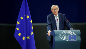 European Commission President Jean-Claude Juncker gives his State of the EU address in Strasbourg, September 13, 2017 (Reuters/Christian Hartmann)