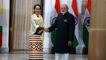 Myanmar’s State Counsellor Aung San Suu Kyi and India’s Prime Minister Narendra Modi (Reuters/Cathal McNaughton)
