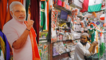 A shop in Delhi selling election campaign material (Reuters/Anushree Fadnavis)